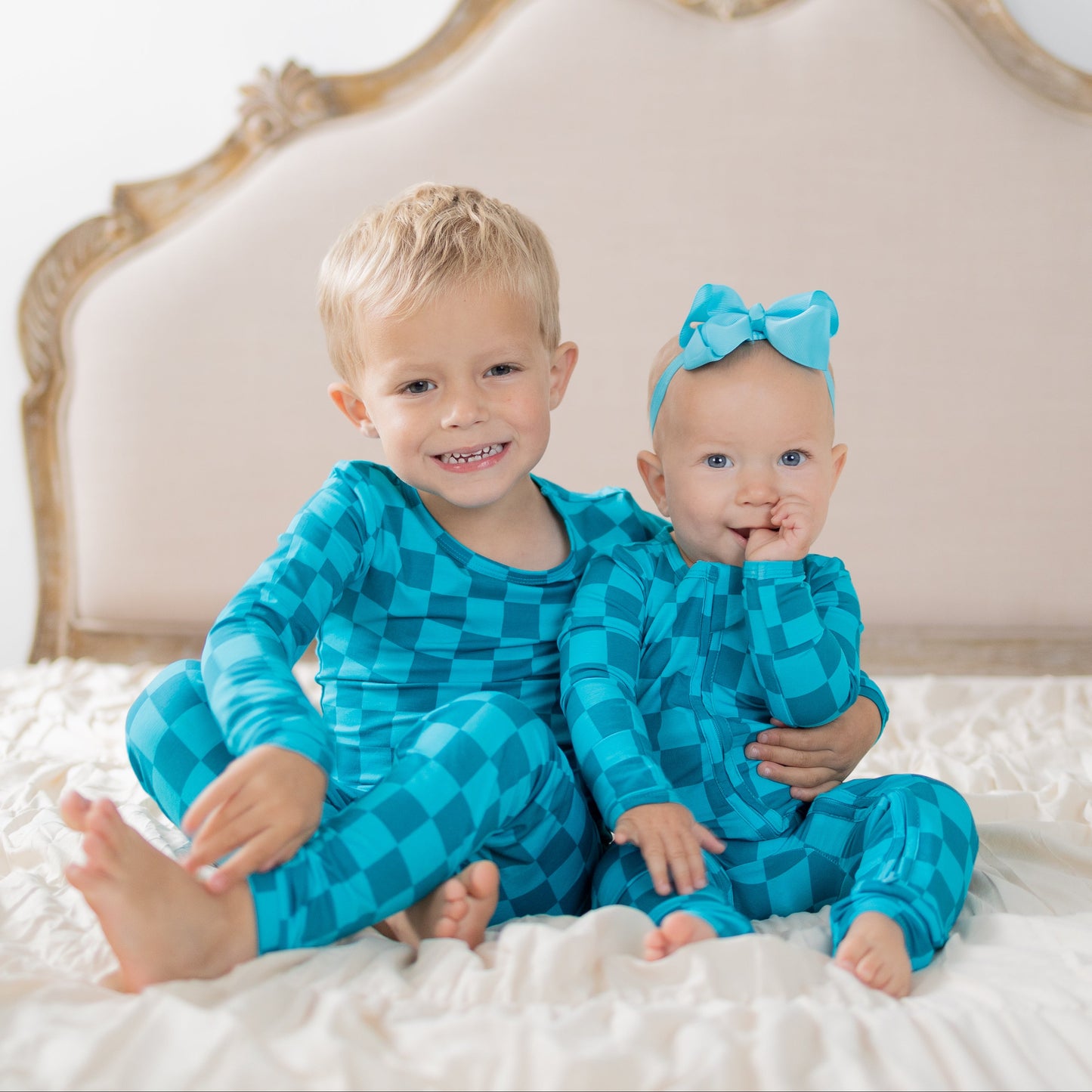 Teal Checks 2pc Long Sleeve Pajamas