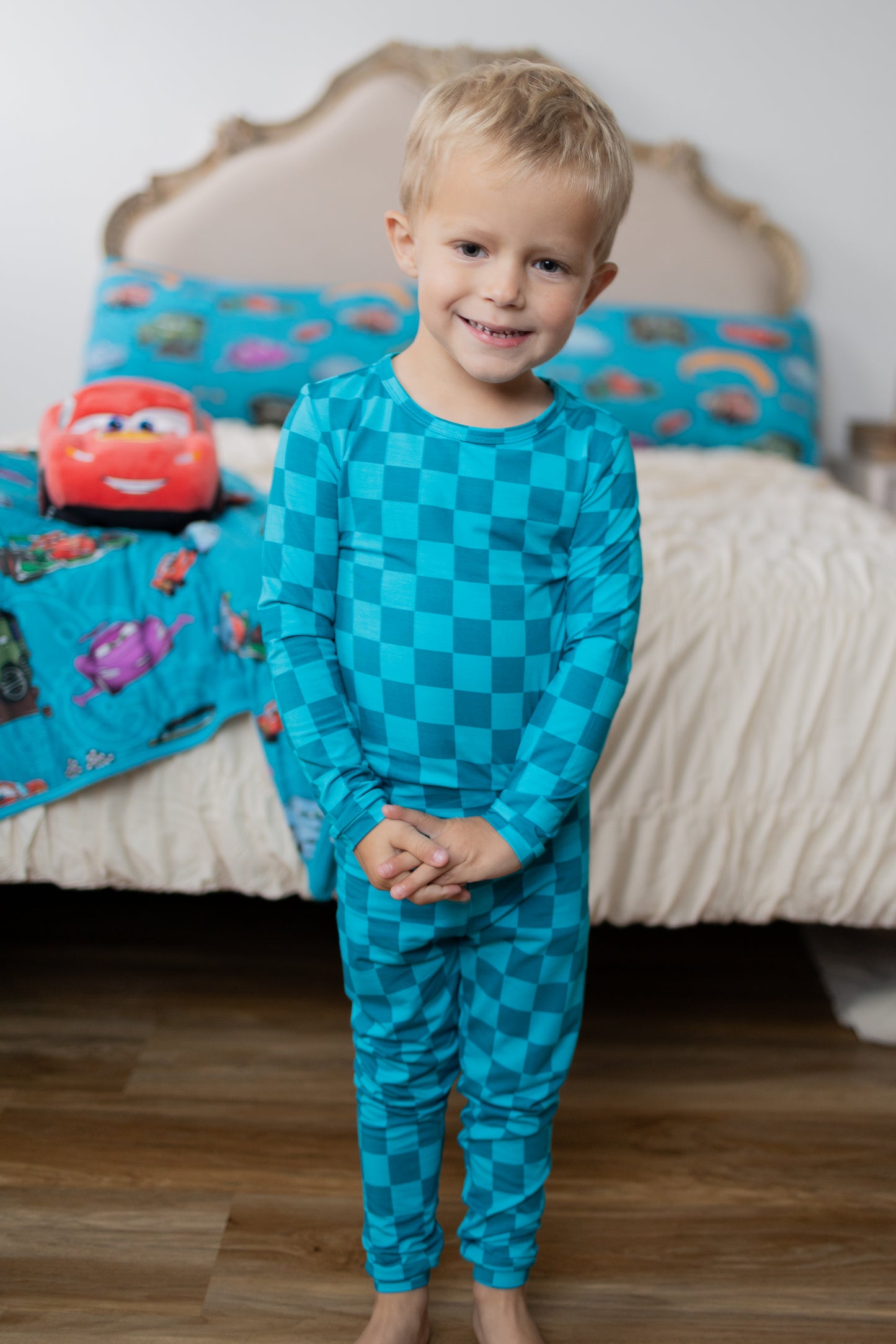 Teal Checks 2pc Long Sleeve Pajamas