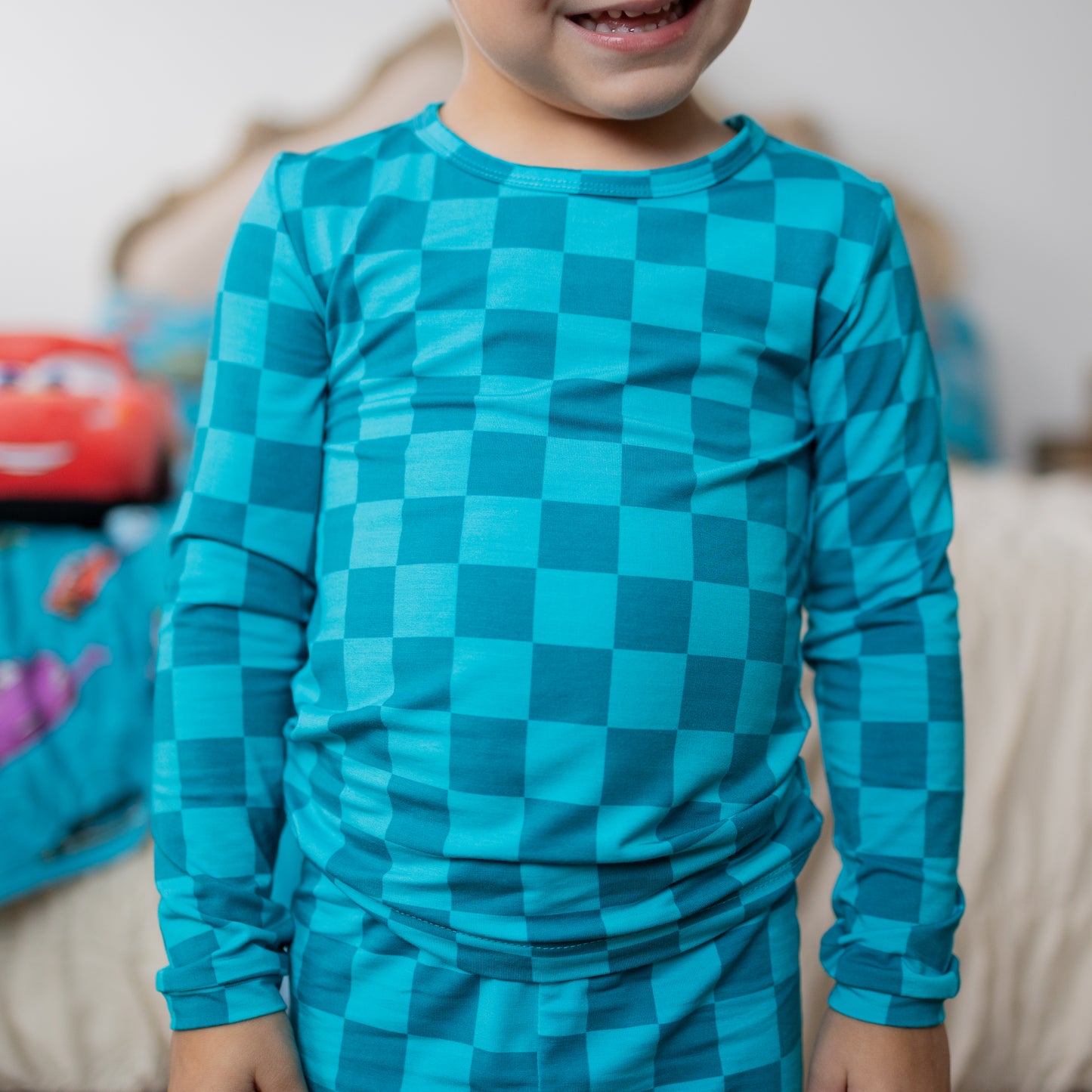 Teal Checks 2pc Long Sleeve Pajamas