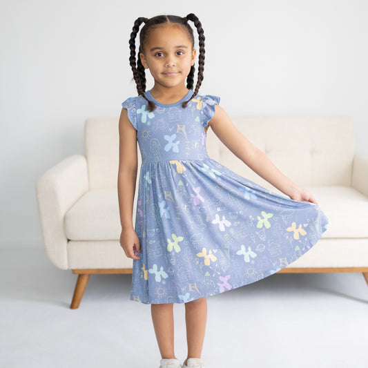 Childhood Doodles Twirl Dress w/ shorts