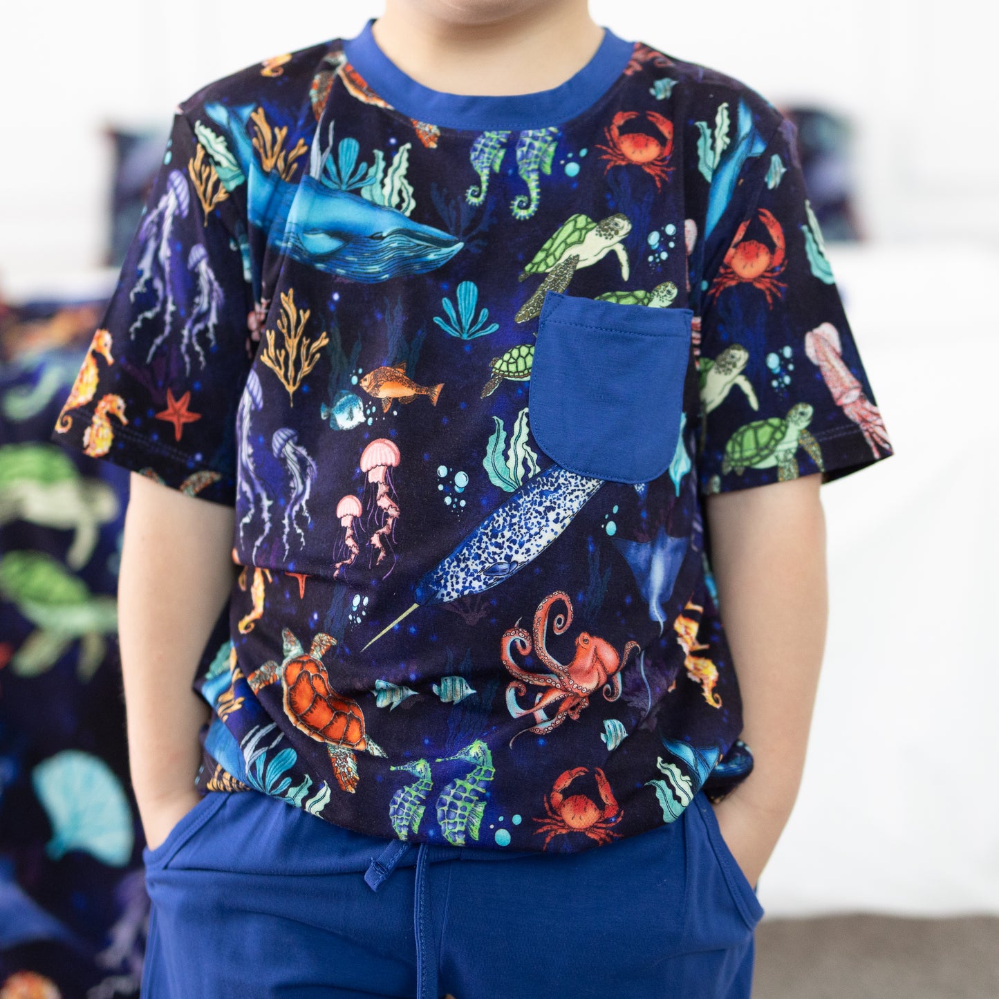 Deep Blue Sea Short Sleeve Jogger Set