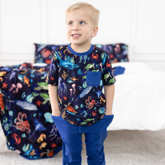 Deep Blue Sea Short Sleeve Jogger Set