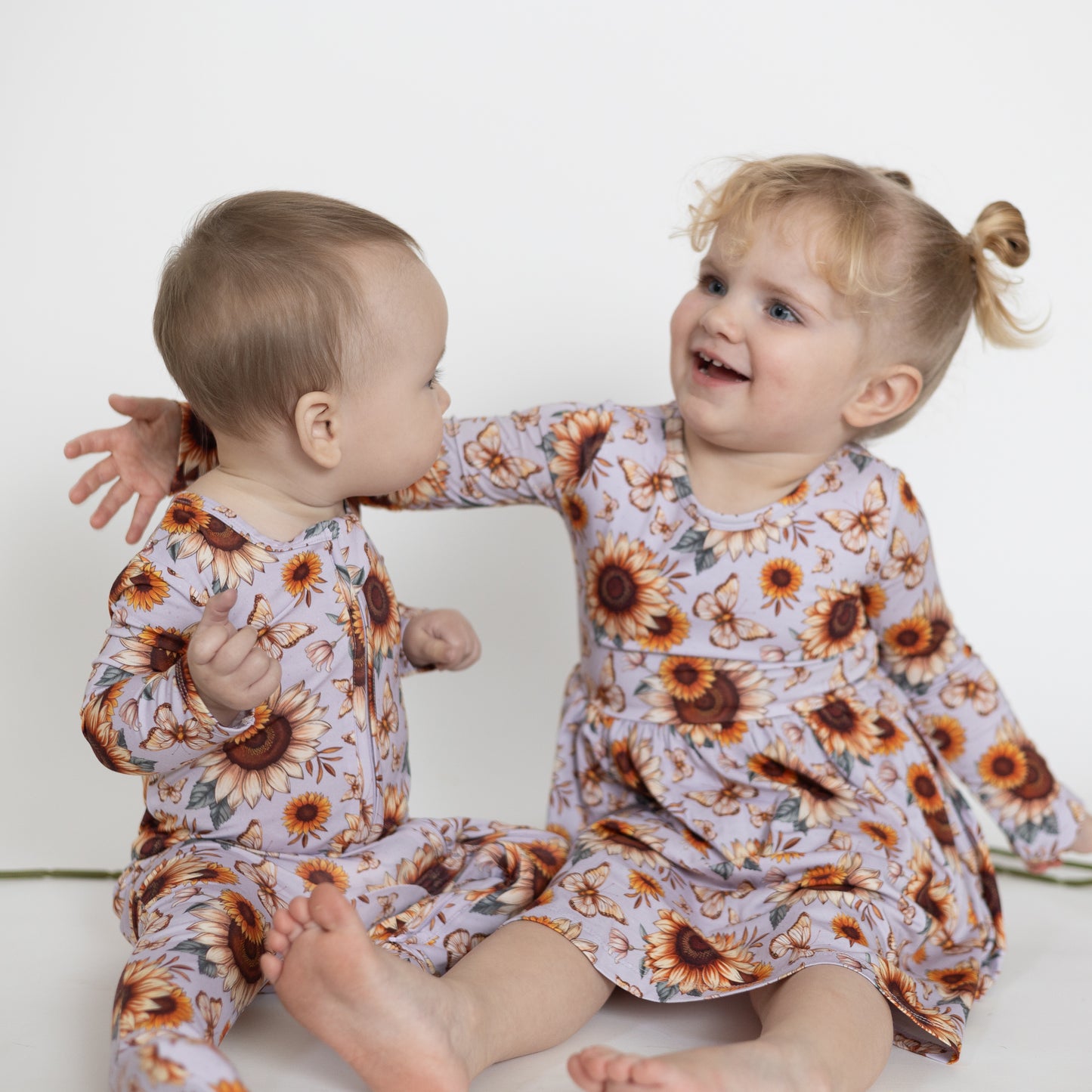 Sunflower Garden Long Sleeve Twirl Dress