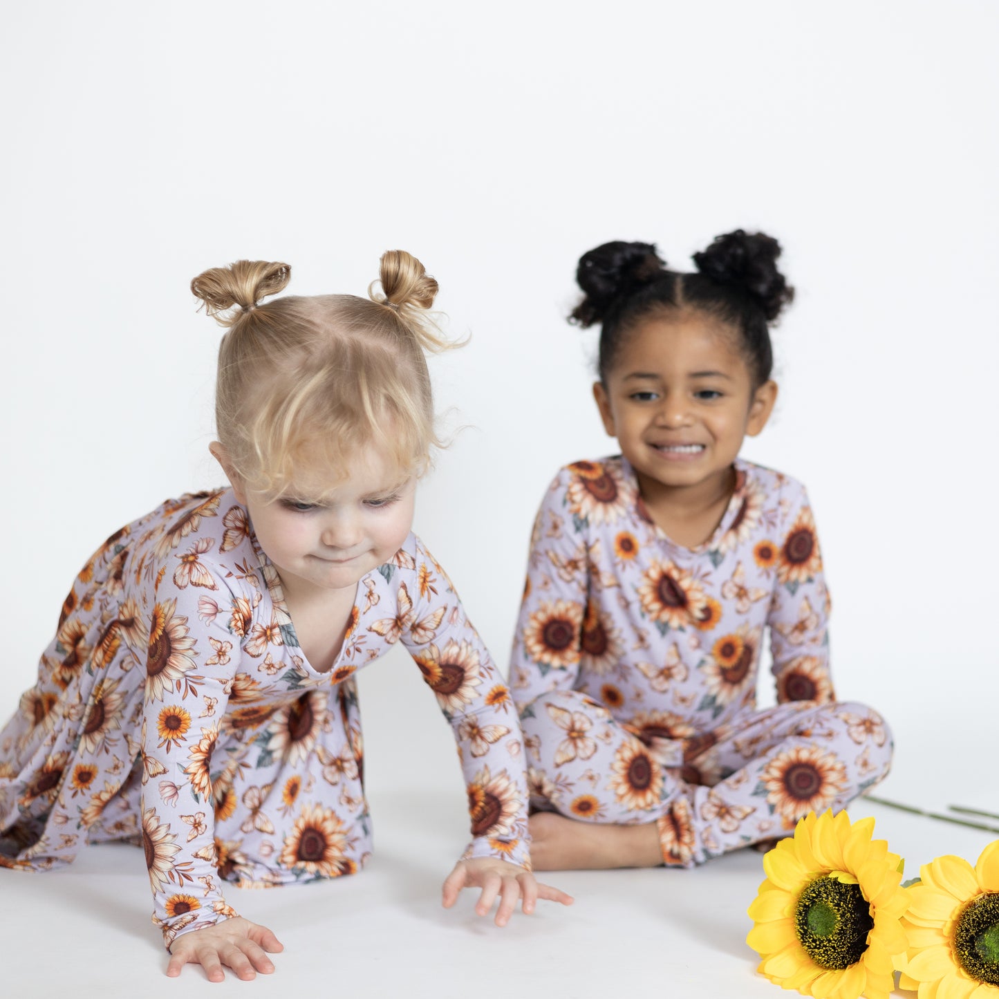Sunflower Garden Long Sleeve Twirl Dress