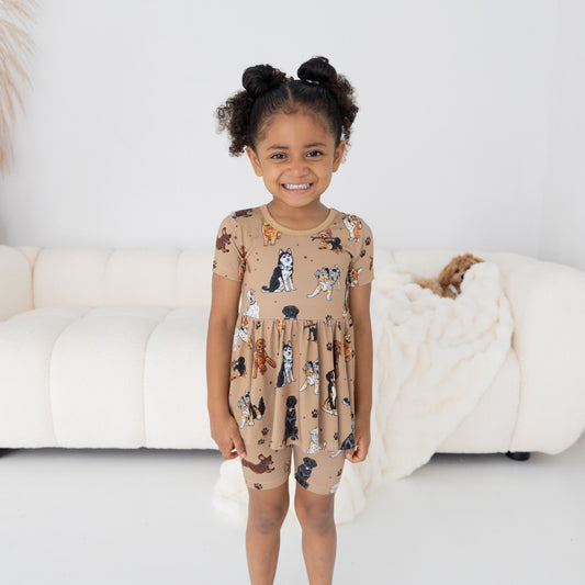 Snuggle Pups Peplum Top + Biker Shorts Set