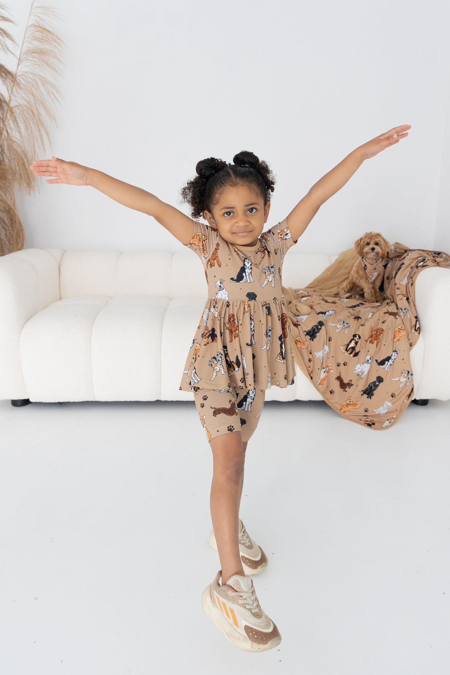 Snuggle Pups Peplum Top + Biker Shorts Set