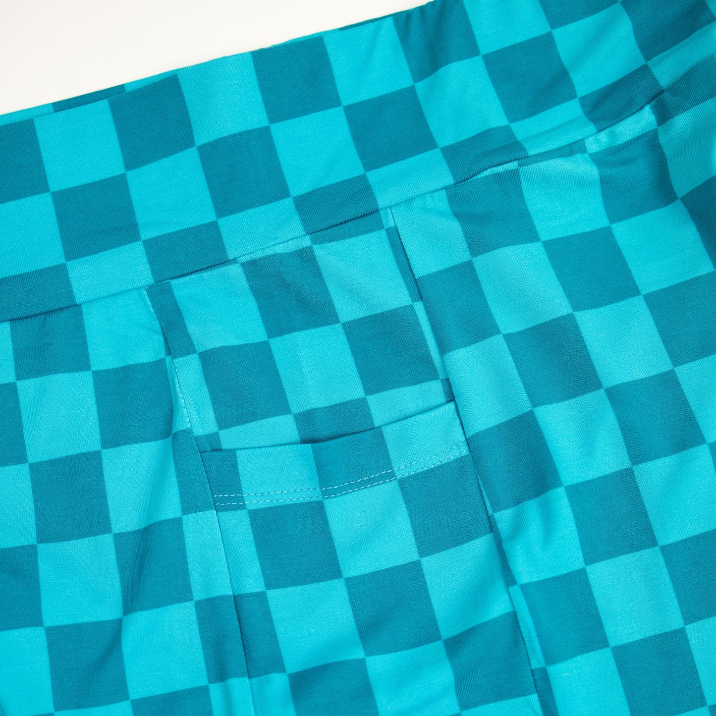 Teal Checks Women's Biker Shorts