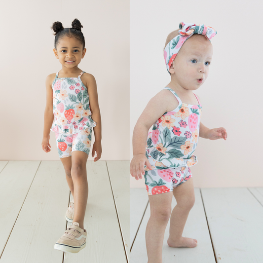 Strawberry Fields Ribbed Tank + Biker Set