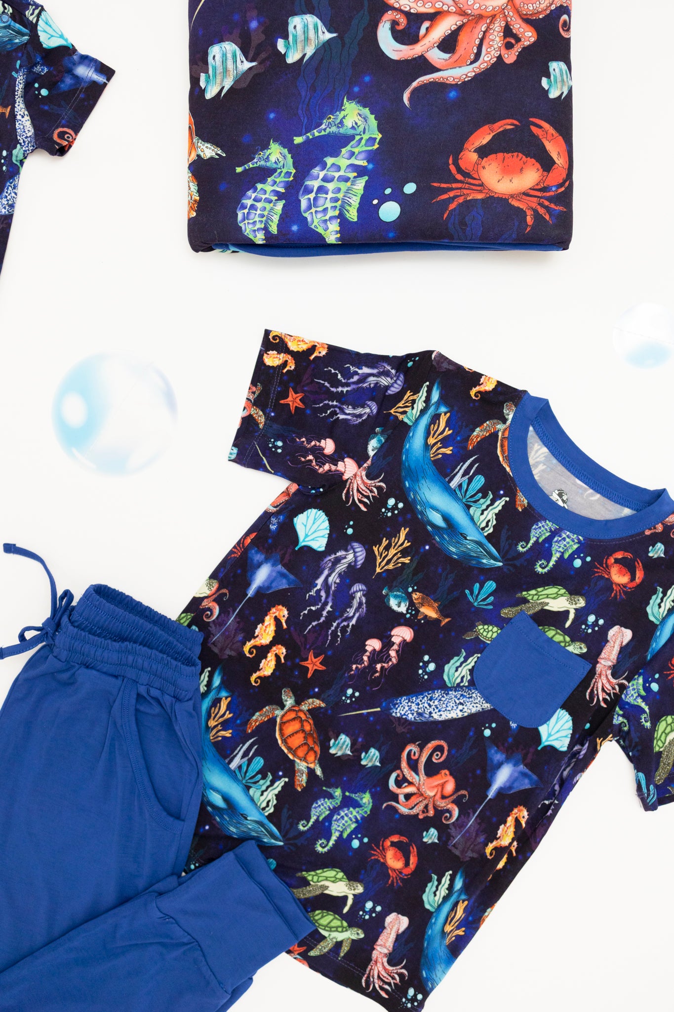 Deep Blue Sea Short Sleeve Jogger Set