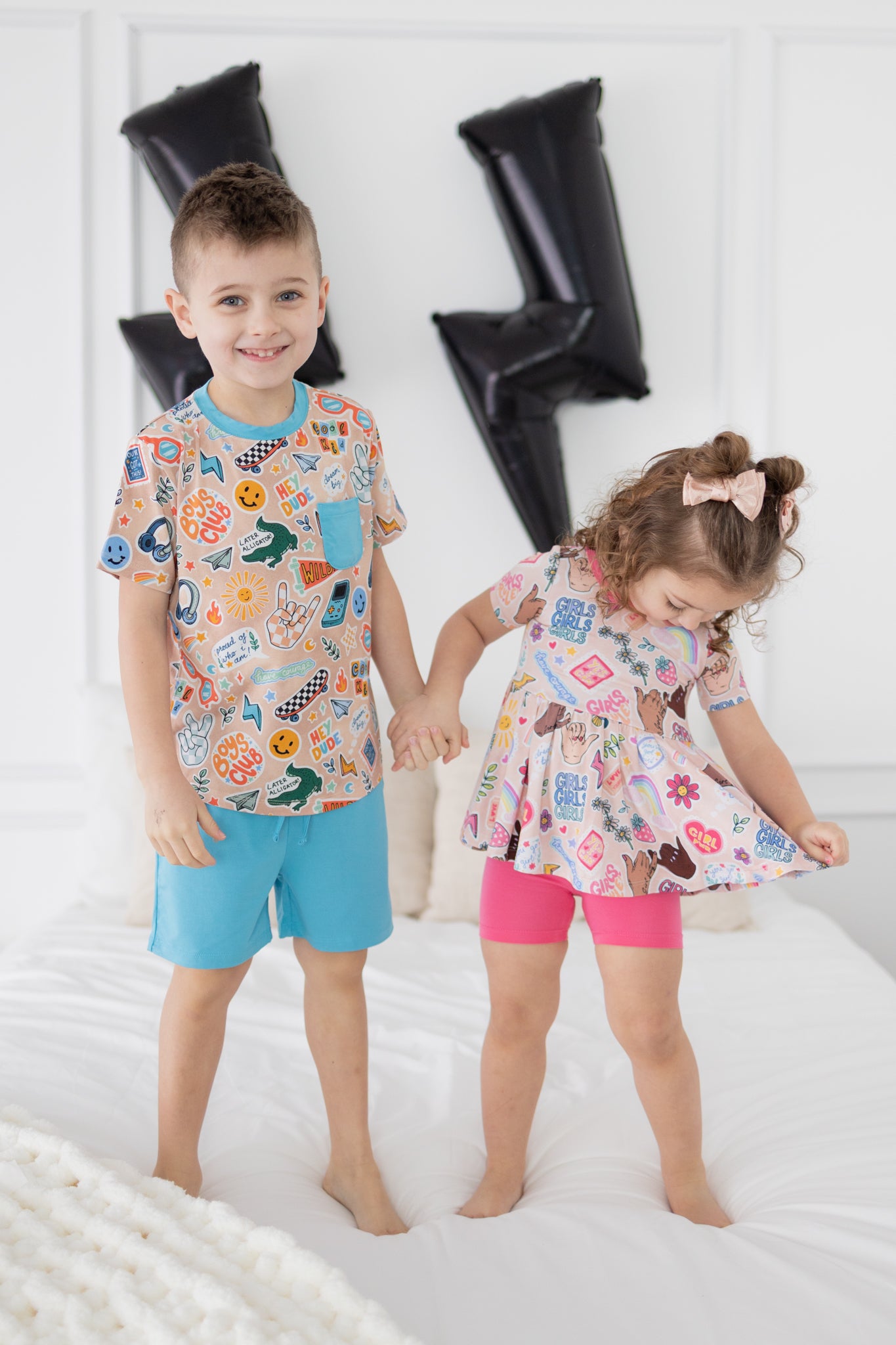 Girl Power Peplum Top + Biker Shorts Set