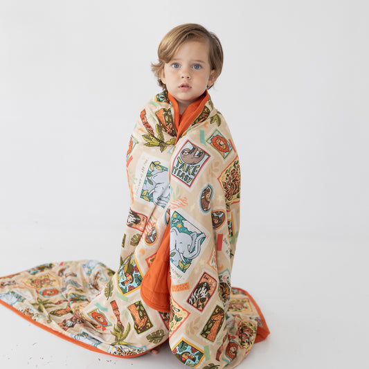Safari Stamps Snuggle Blanket