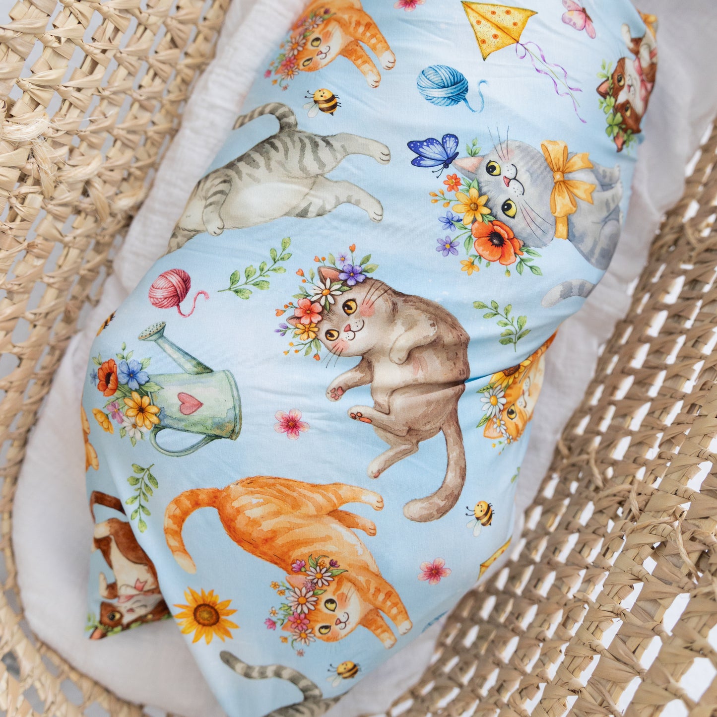 Whiskers & Wildflowers Swaddle Blanket
