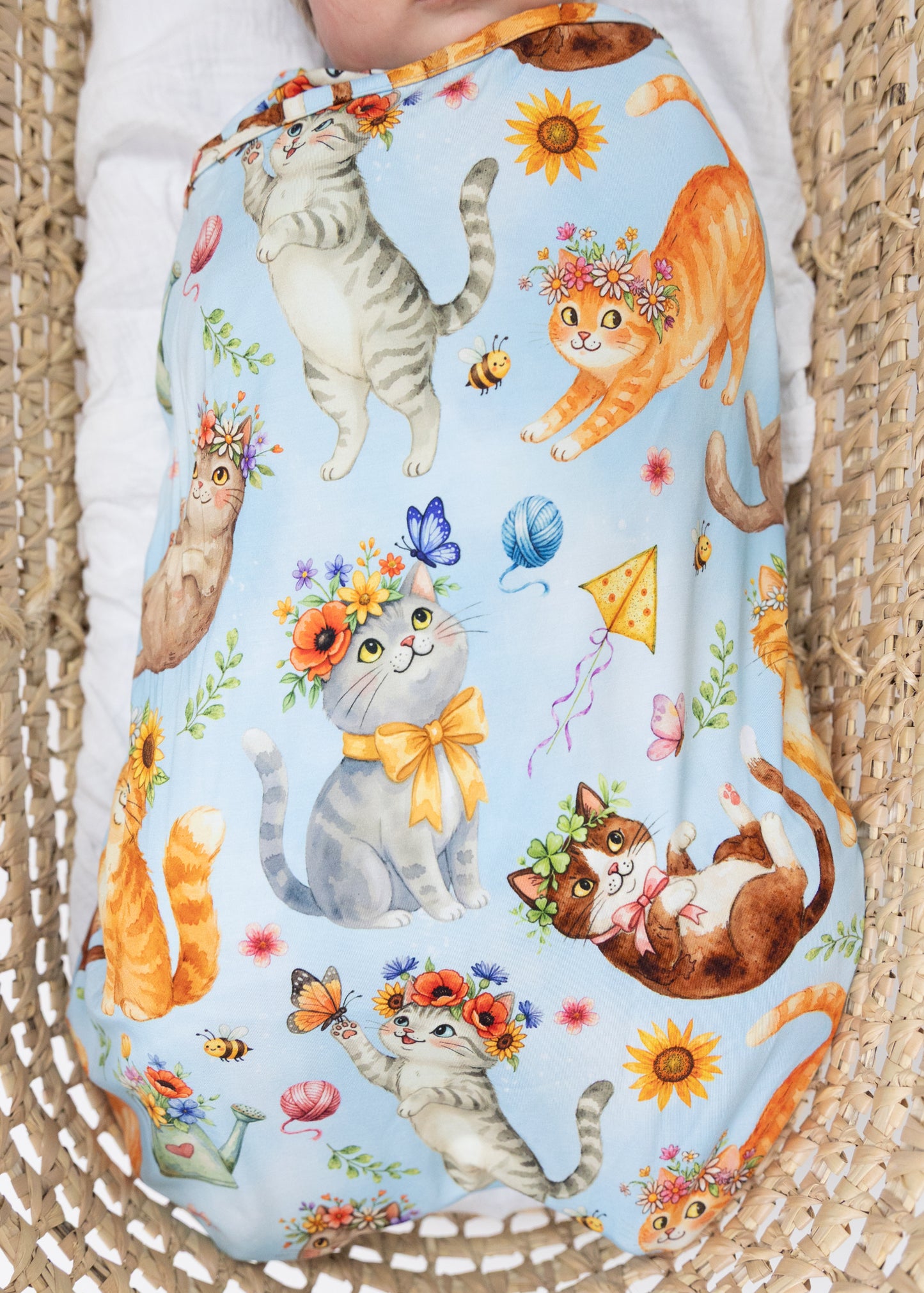 Whiskers & Wildflowers Swaddle Blanket