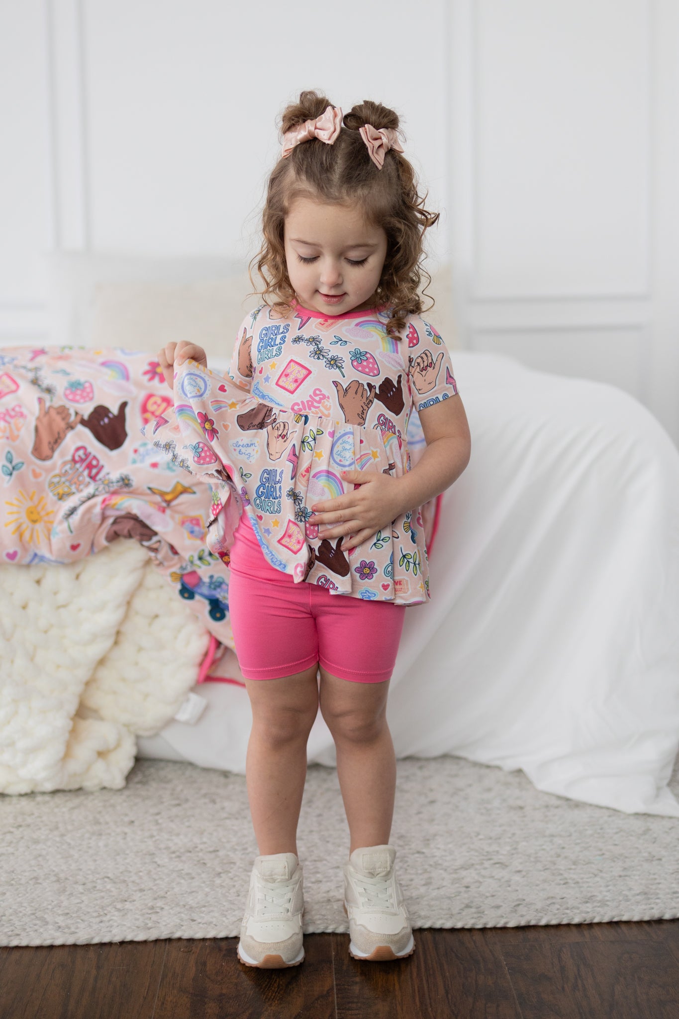 Girl Power Peplum Top + Biker Shorts Set