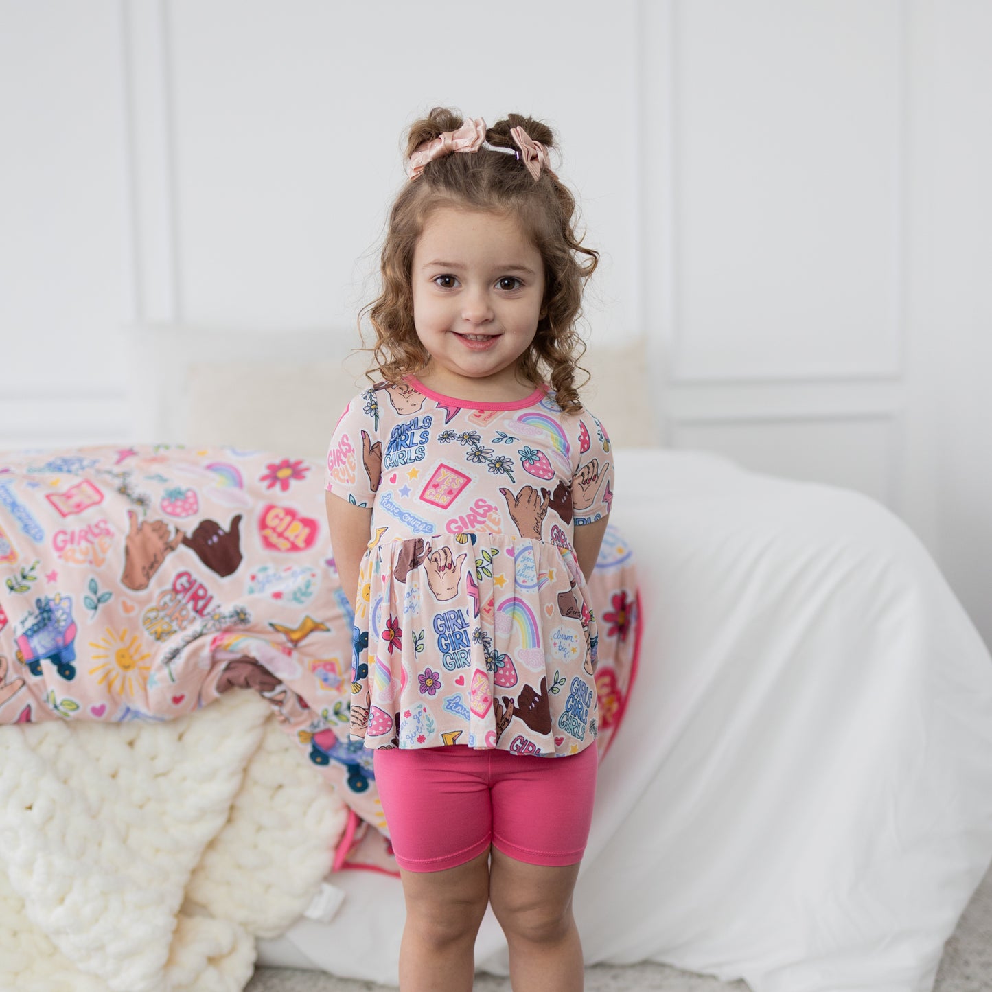 Girl Power Peplum Top + Biker Shorts Set