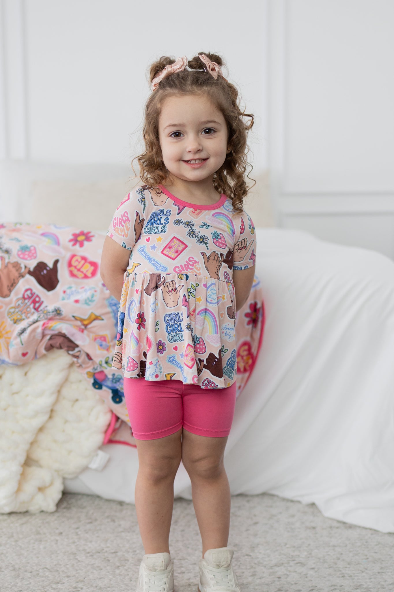 Girl Power Peplum Top + Biker Shorts Set