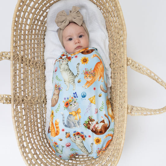 Whiskers & Wildflowers Swaddle Blanket