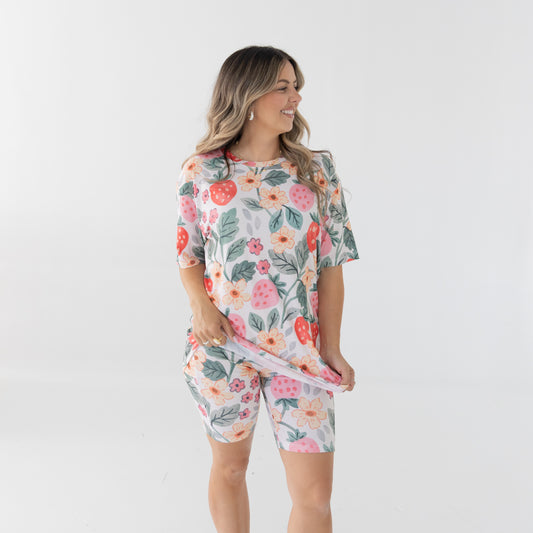 Strawberry Fields Ribbed Women's Tee + Bikers