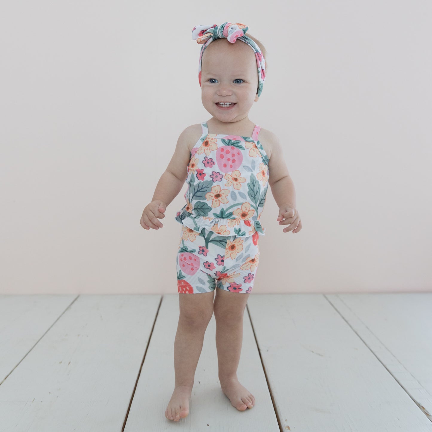 Strawberry Fields Ribbed Tank + Biker Set