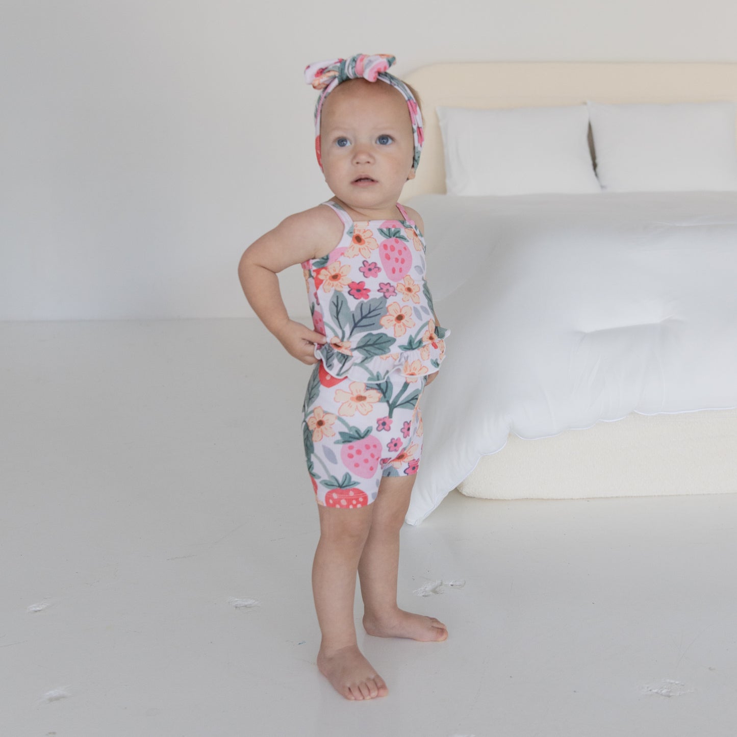 Strawberry Fields Ribbed Tank + Biker Set