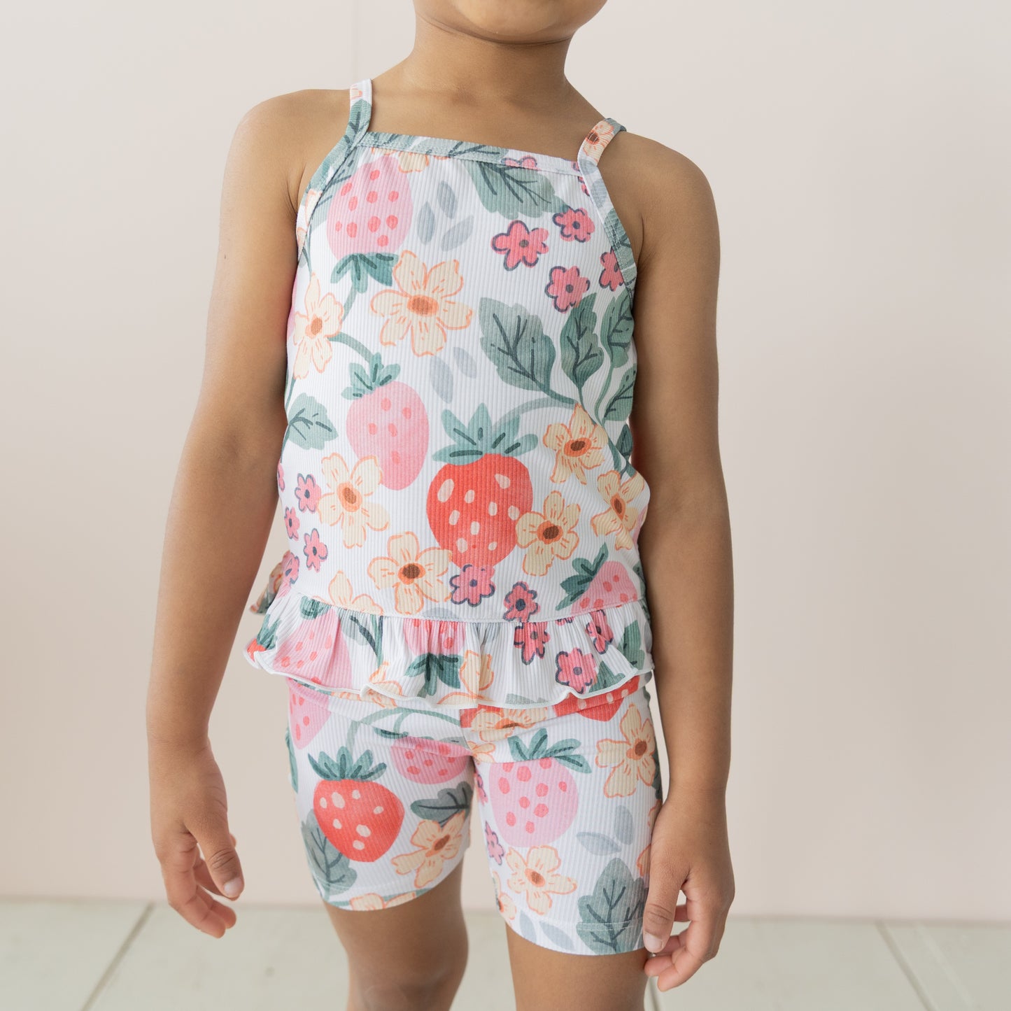Strawberry Fields Ribbed Tank + Biker Set