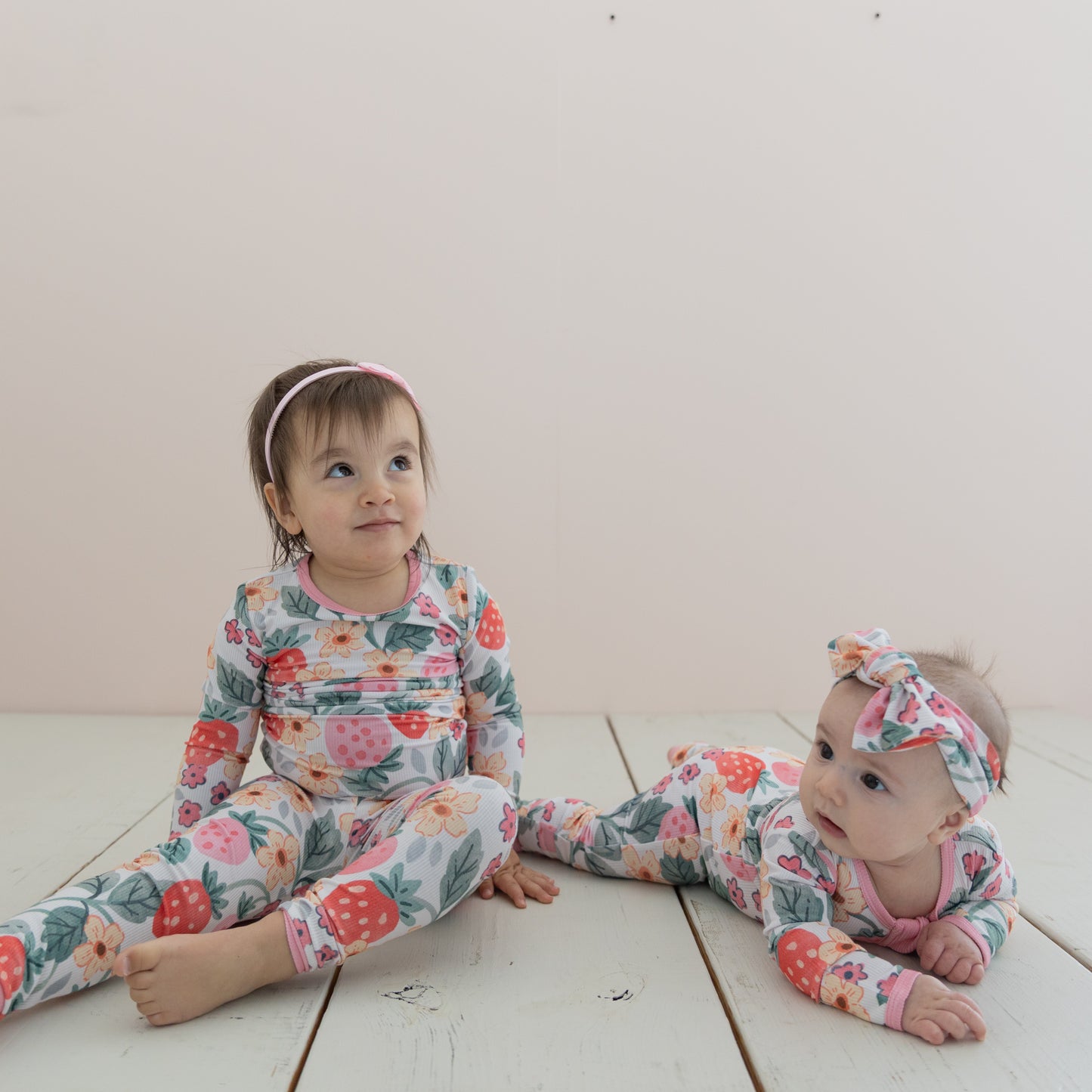 Strawberry Fields Ribbed 2pc Long Sleeve Pajamas
