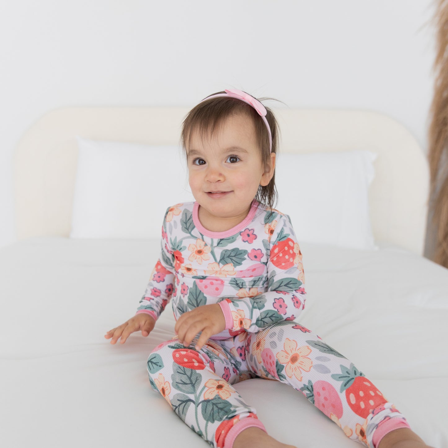 Strawberry Fields Ribbed 2pc Long Sleeve Pajamas