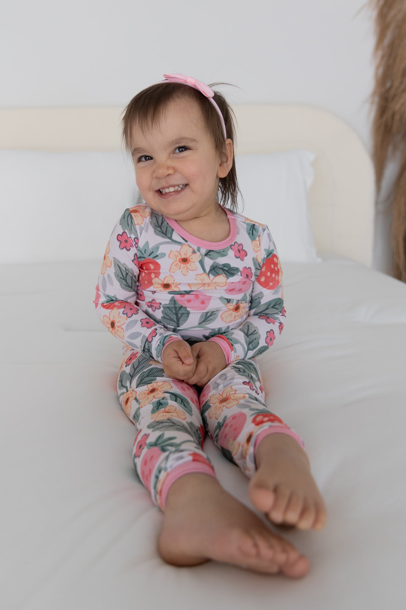 Strawberry Fields Ribbed 2pc Long Sleeve Pajamas