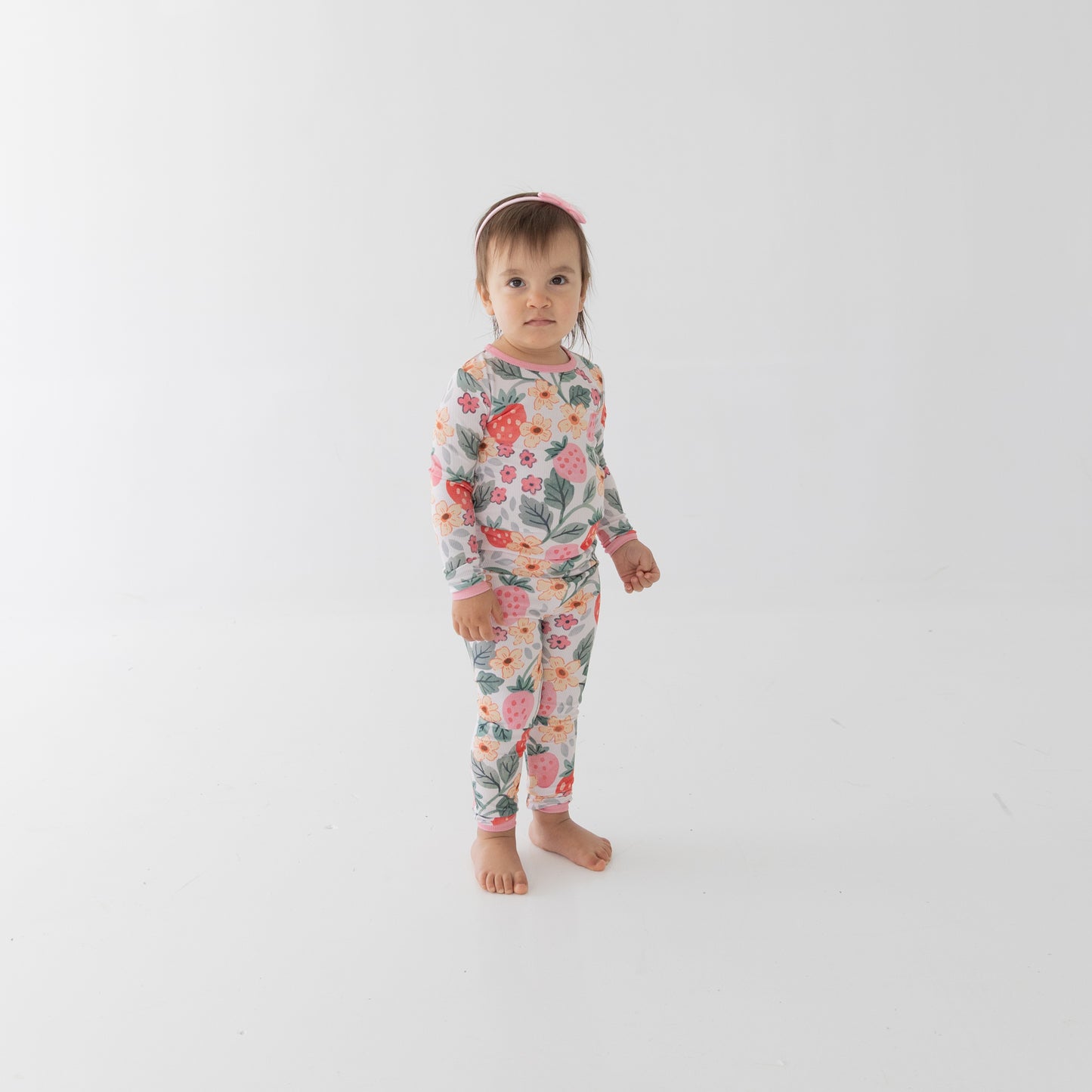 Strawberry Fields Ribbed 2pc Long Sleeve Pajamas