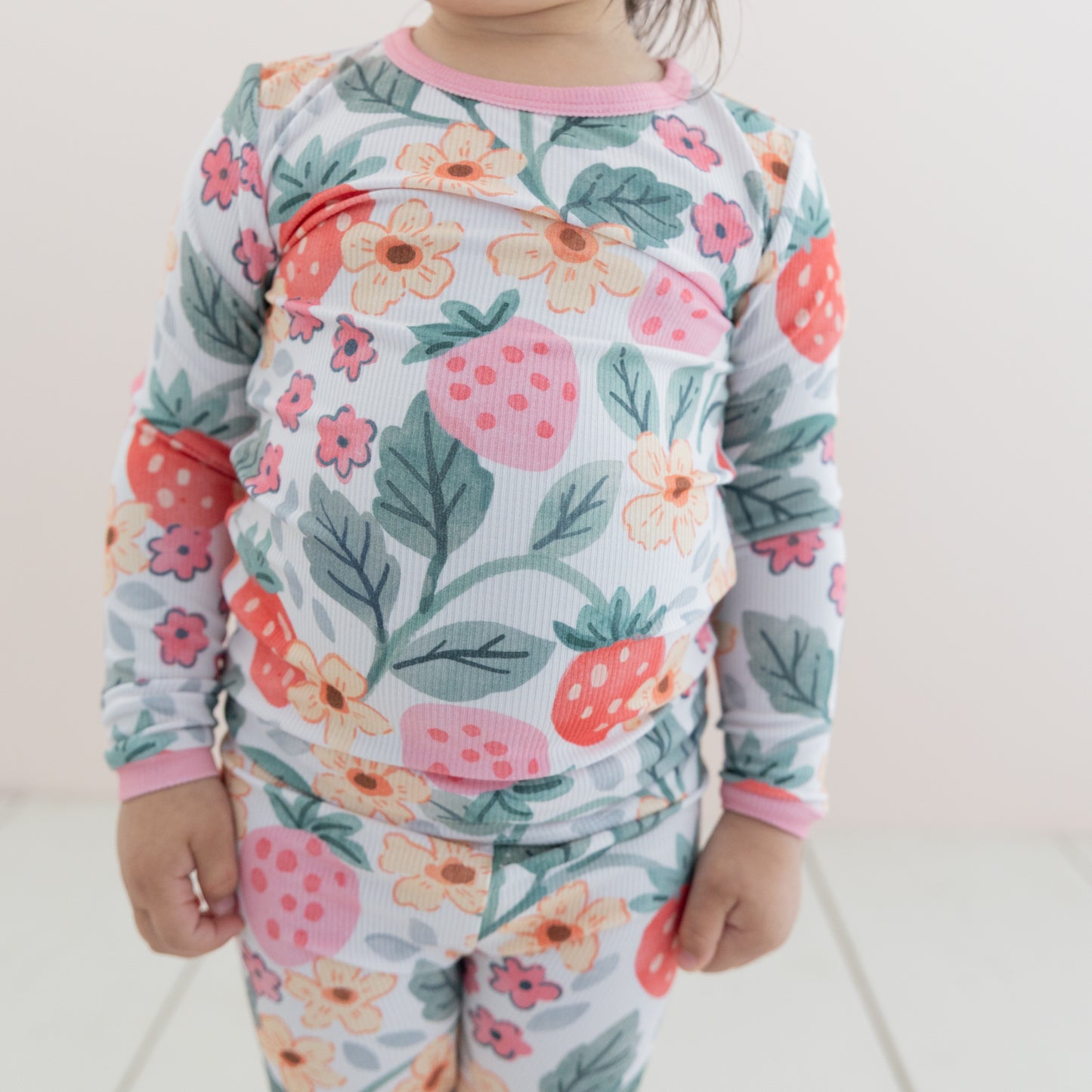 Strawberry Fields Ribbed 2pc Long Sleeve Pajamas