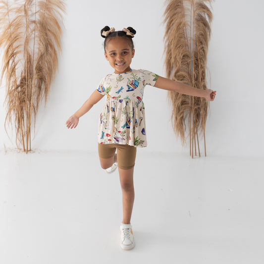 Magic Herbs Peplum Top + Biker Shorts Set