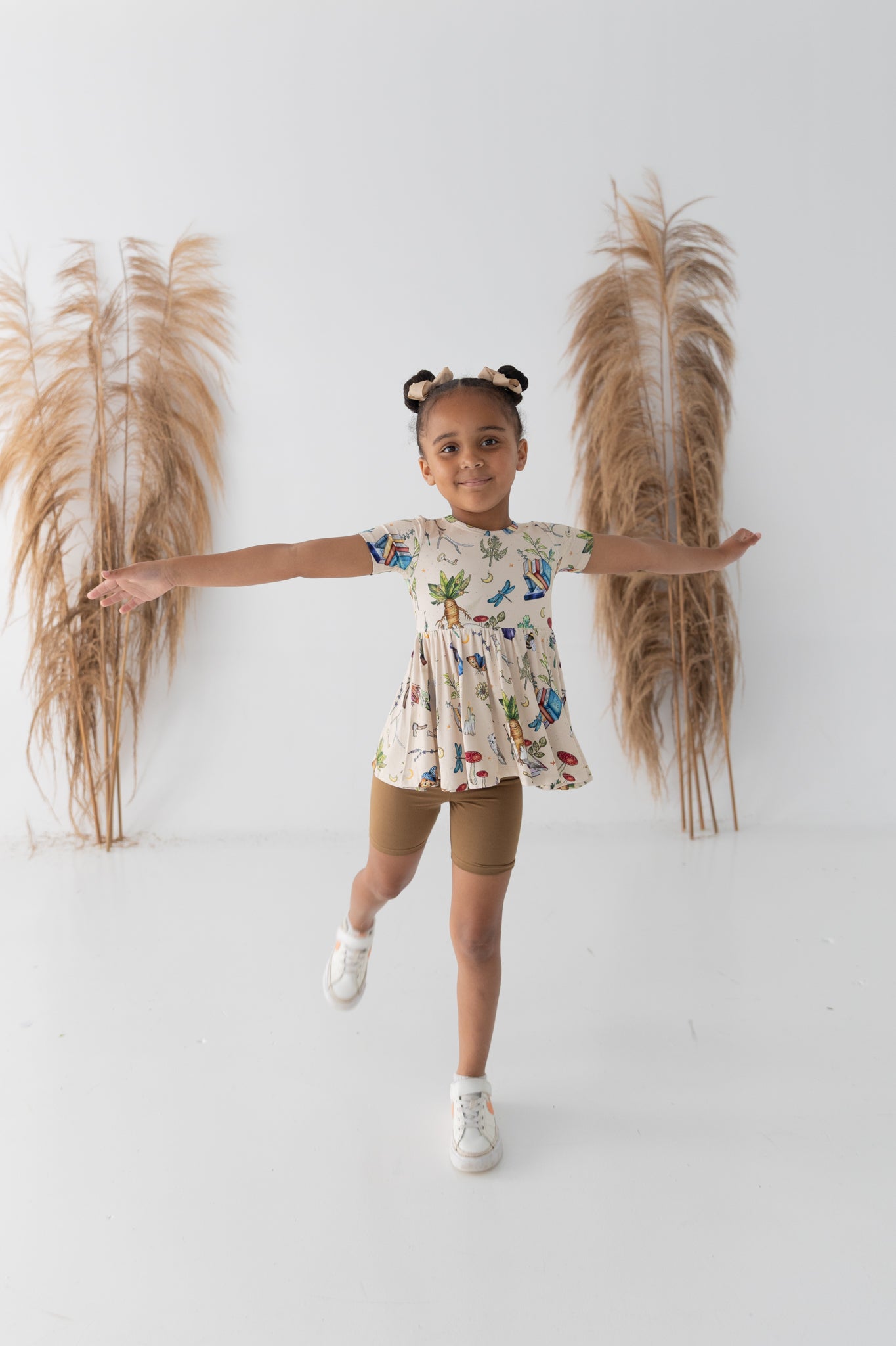 Magic Herbs Peplum Top + Biker Shorts Set