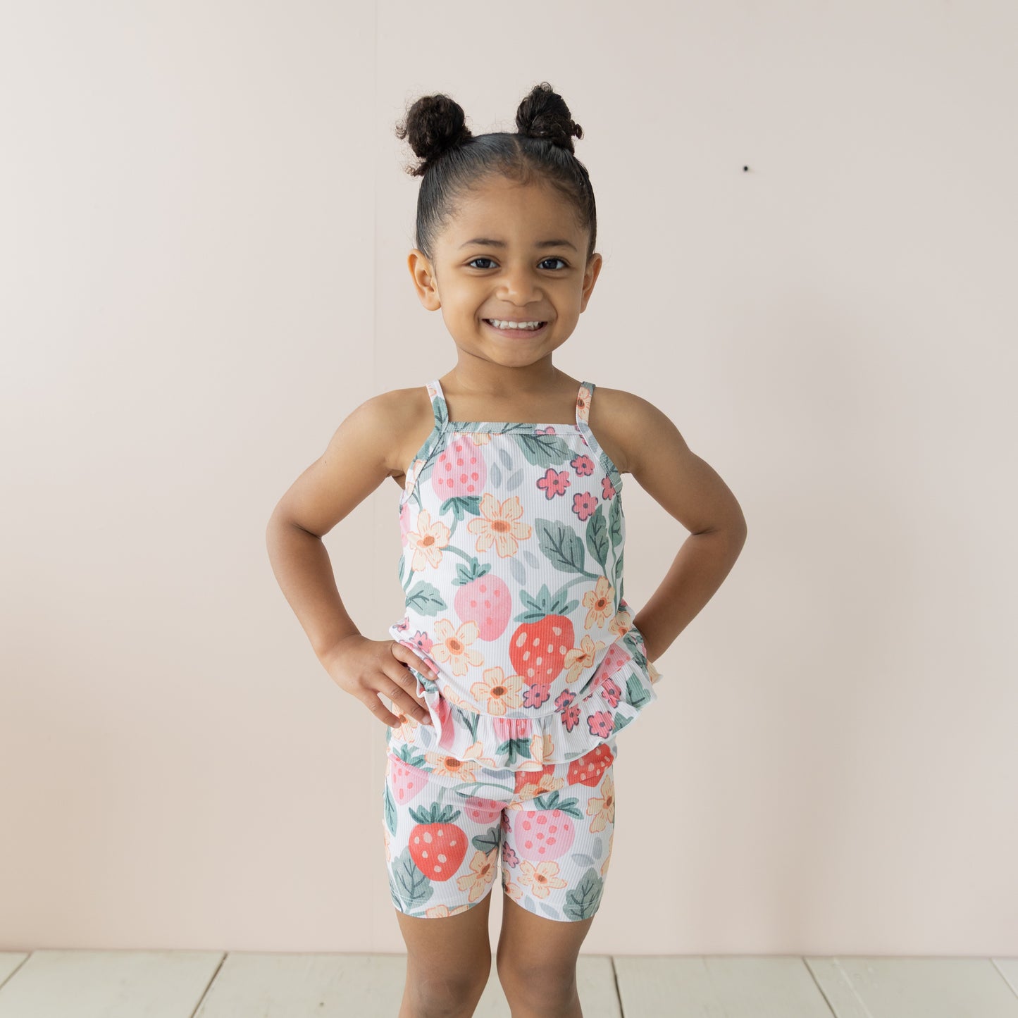 Strawberry Fields Ribbed Tank + Biker Set