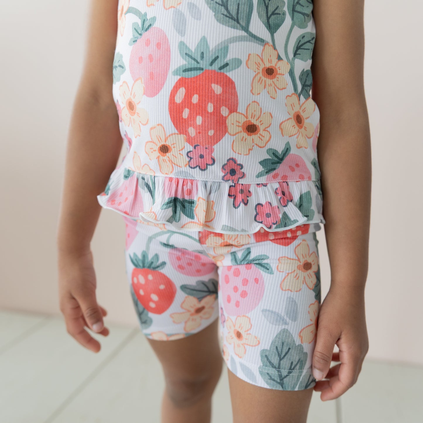 Strawberry Fields Ribbed Tank + Biker Set