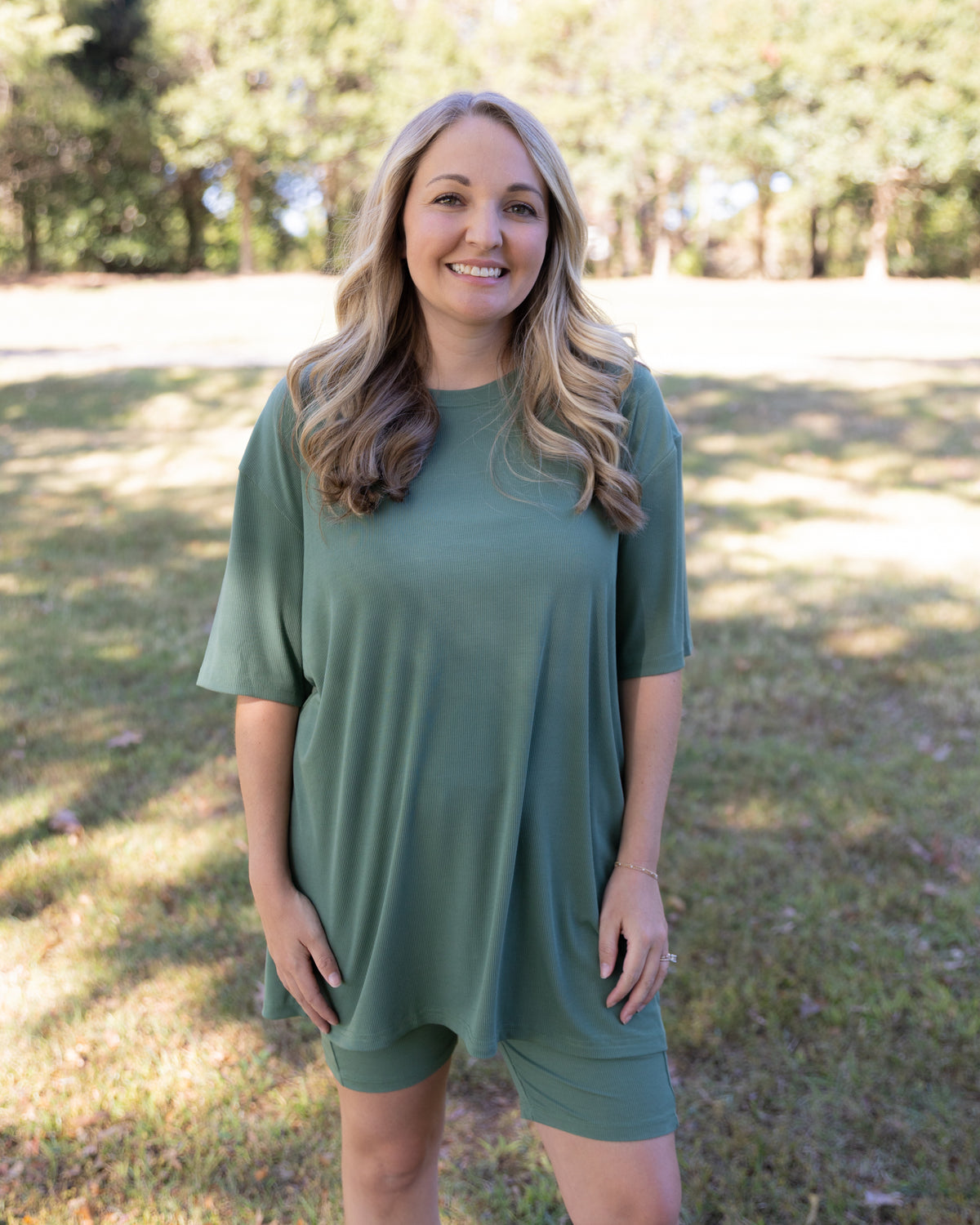 Olive Ribbed Women's Separates