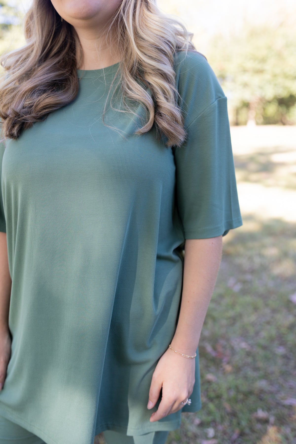 Olive Ribbed Women's Separates