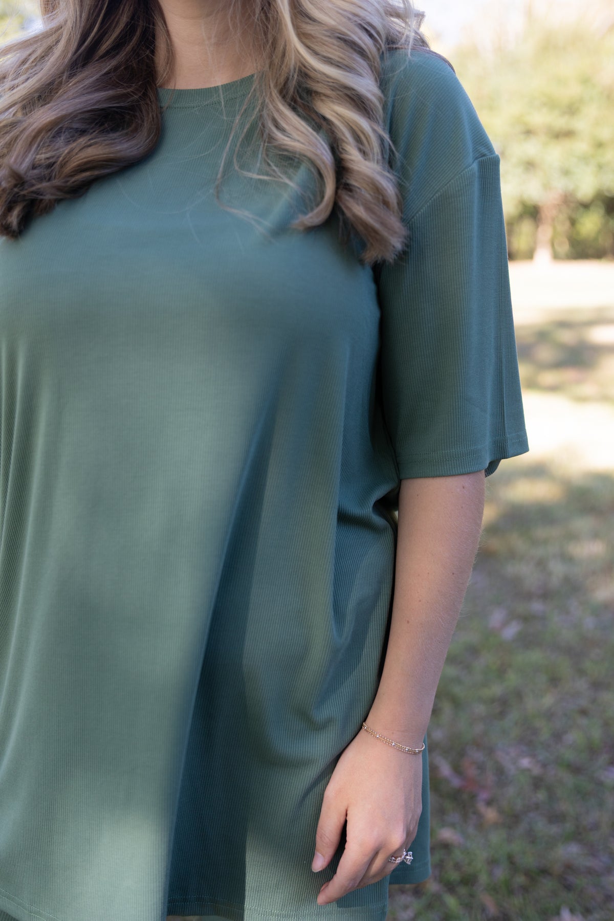 Olive Ribbed Women's Separates