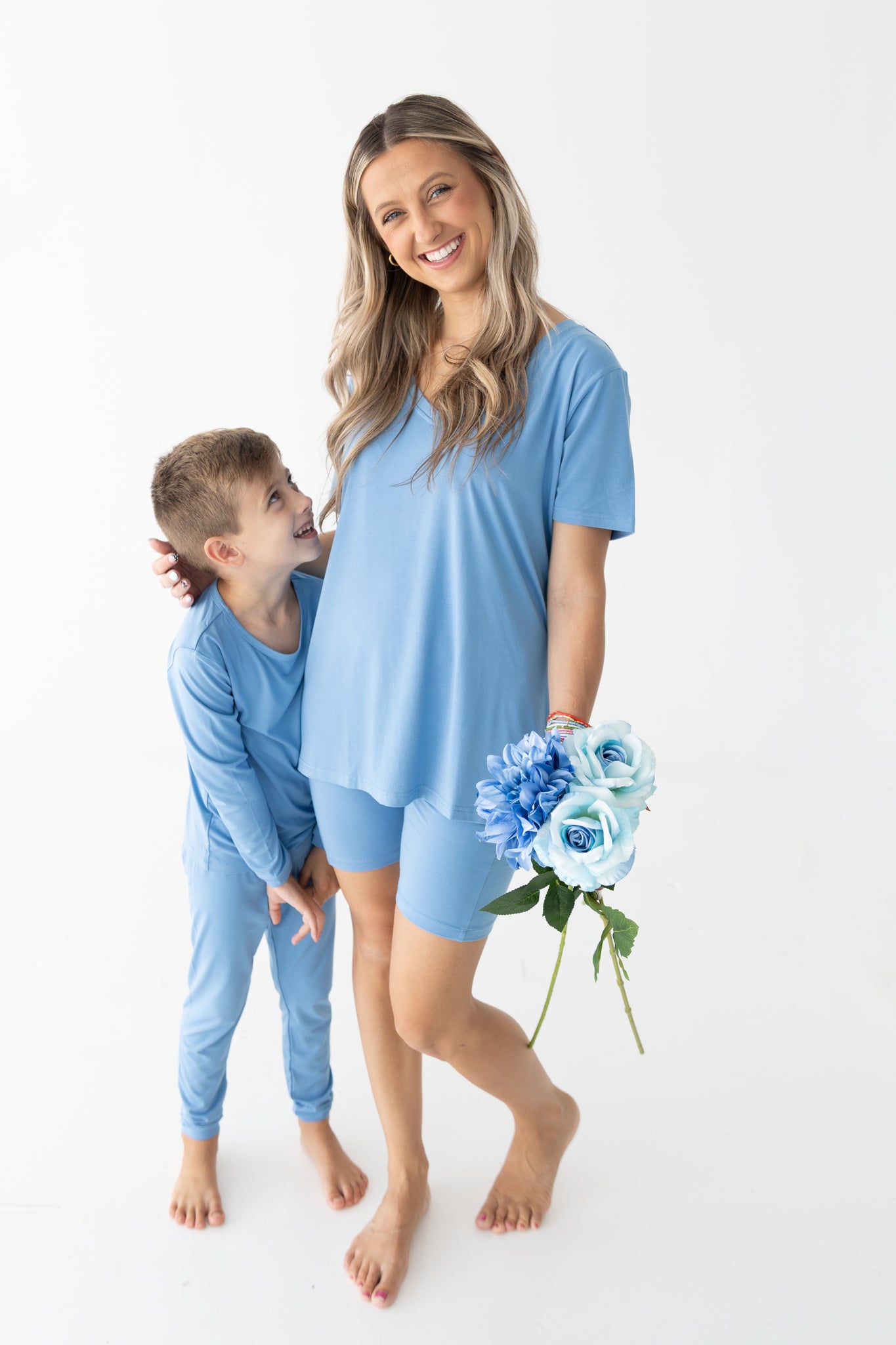 Dusty Blue Womens Vneck