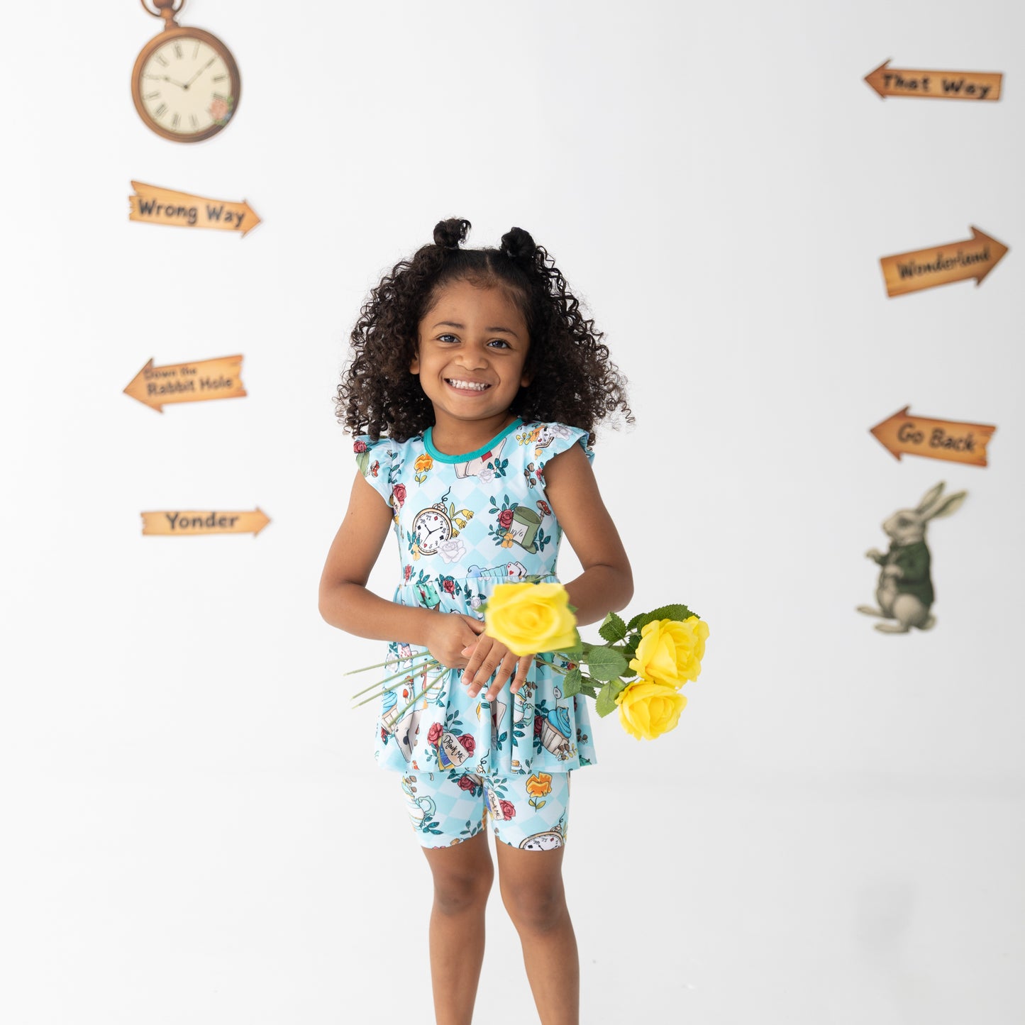 Wonderland Peplum Top + Biker Shorts Set